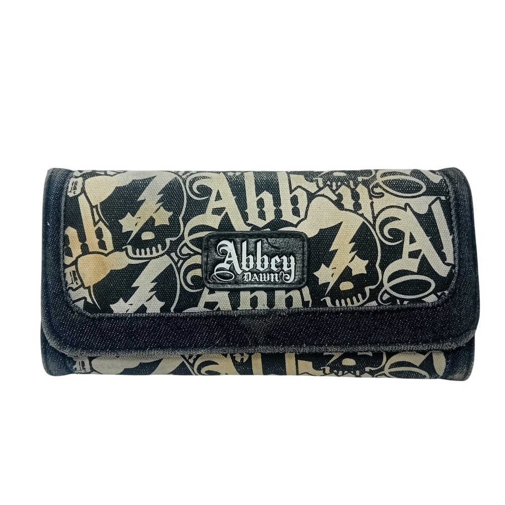 Vintage Y2K Abbey Dawn Trifold Wallet FanOut Skull Punk Denim Avril Lavigne READ